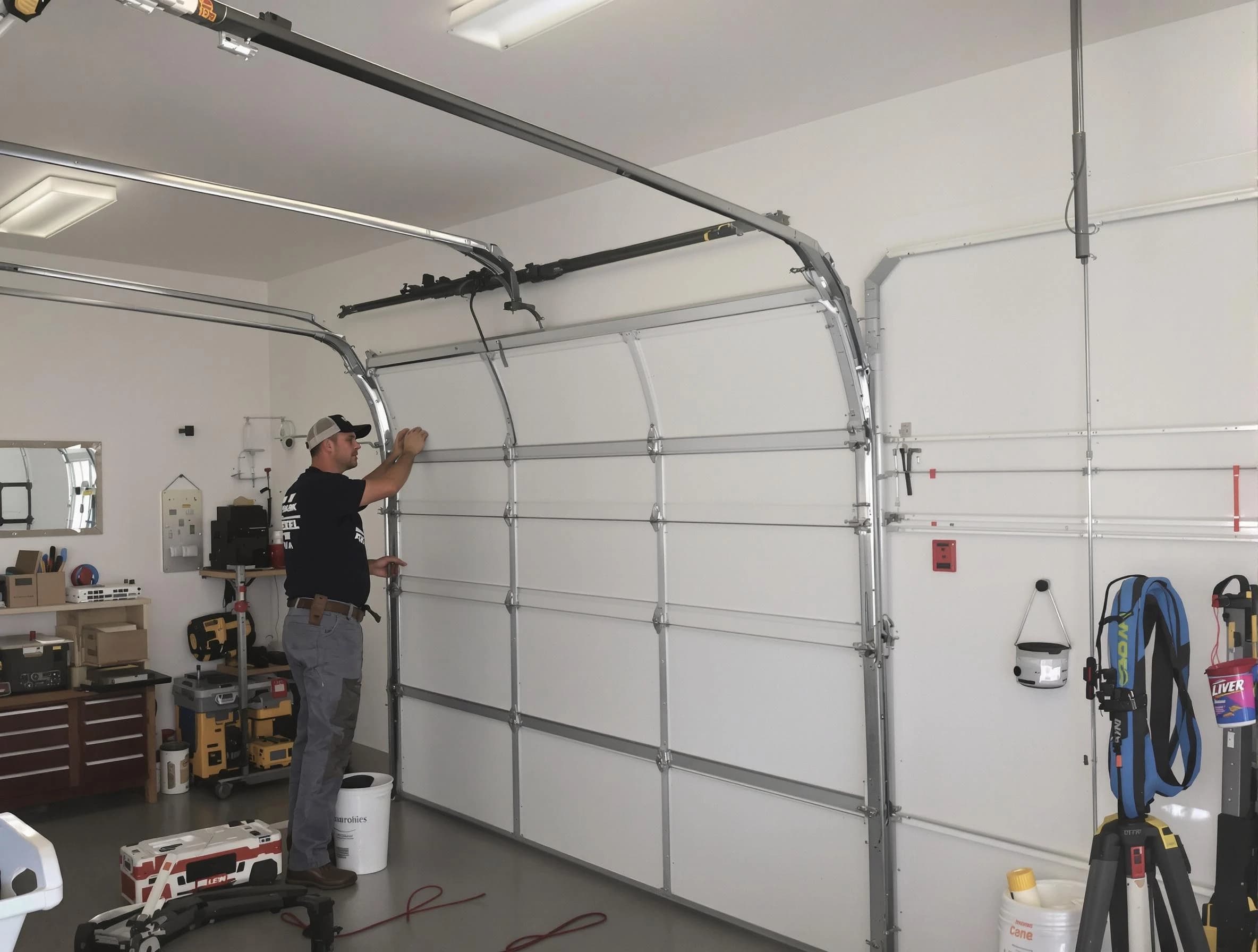 Louisville Garage Door Repair team installing new garage door in Louisville