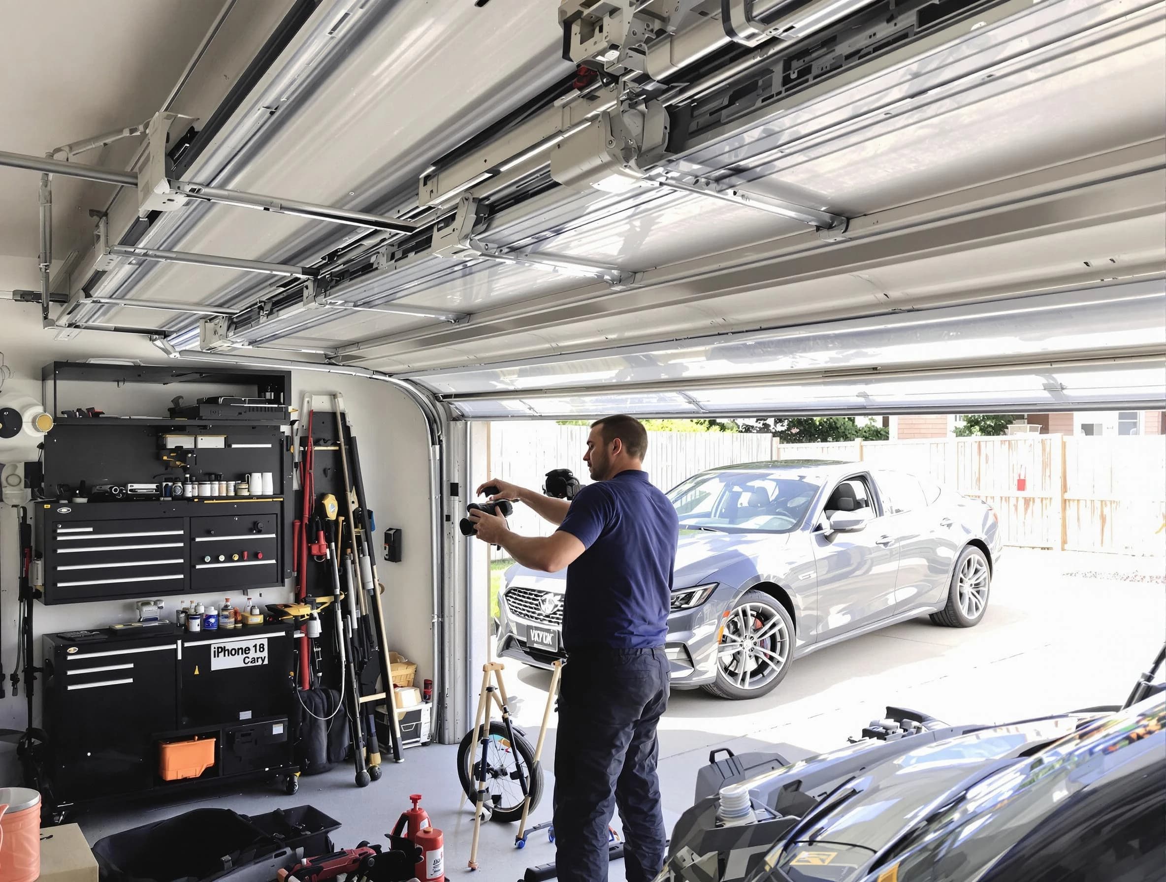 Louisville Garage Door Repair technician fixing noisy garage door in Louisville