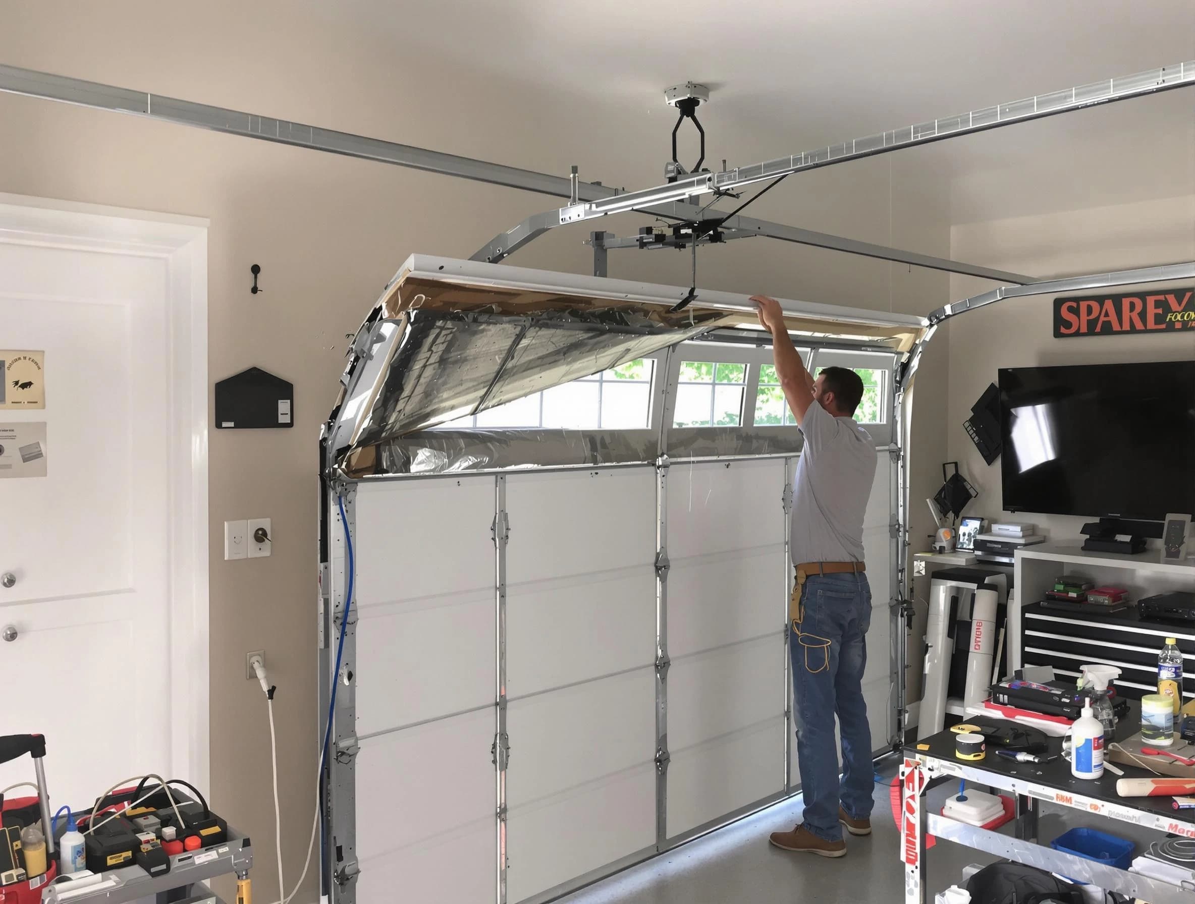 Garage door section replacement by Louisville Garage Door Repair in Louisville