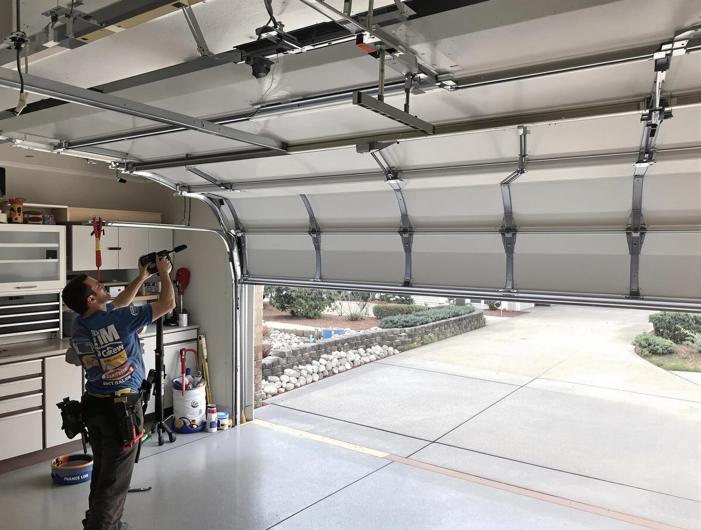 Garage door track repair service by Louisville Garage Door Repair in Louisville