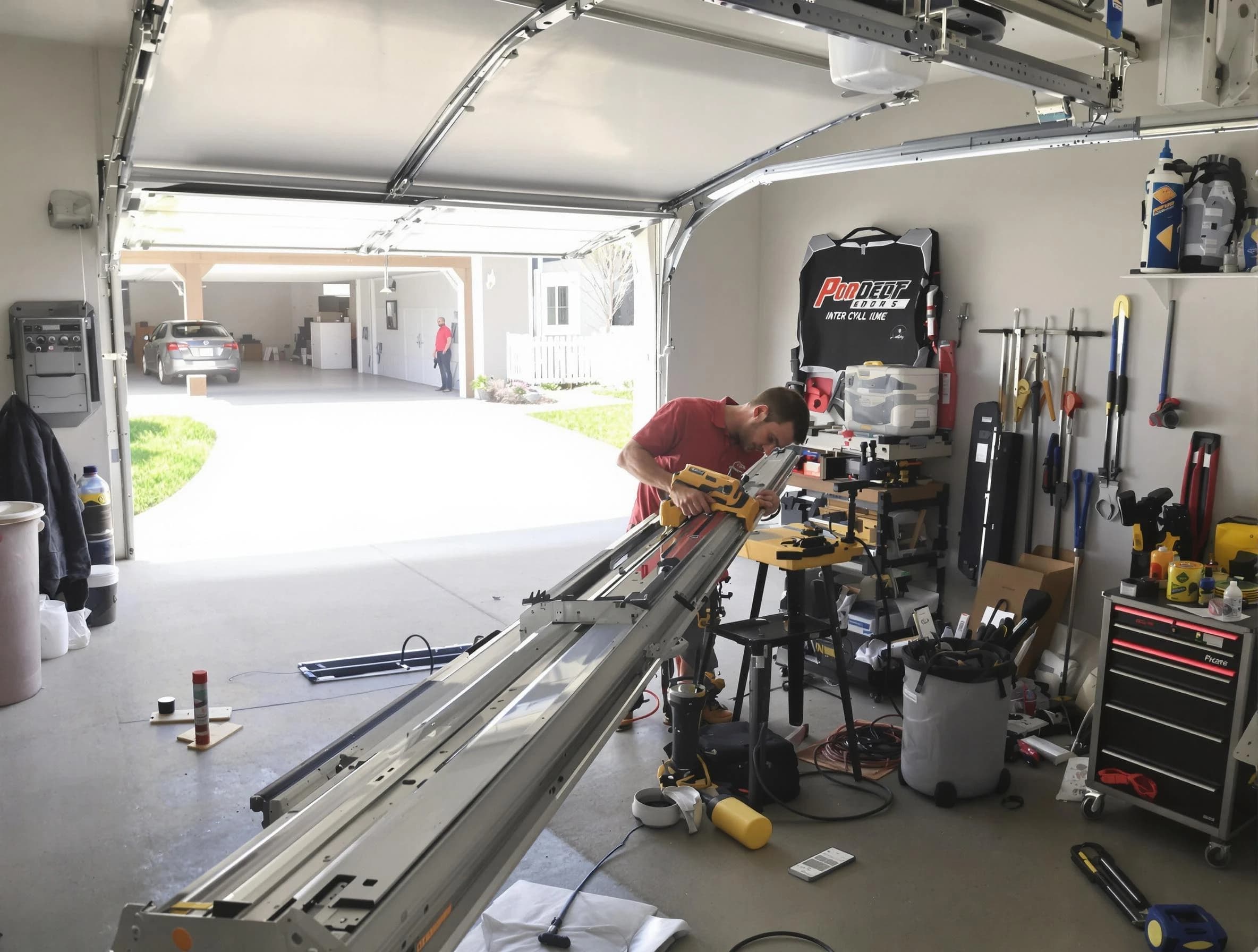 Louisville Garage Door Repair expert performing track repair in Louisville