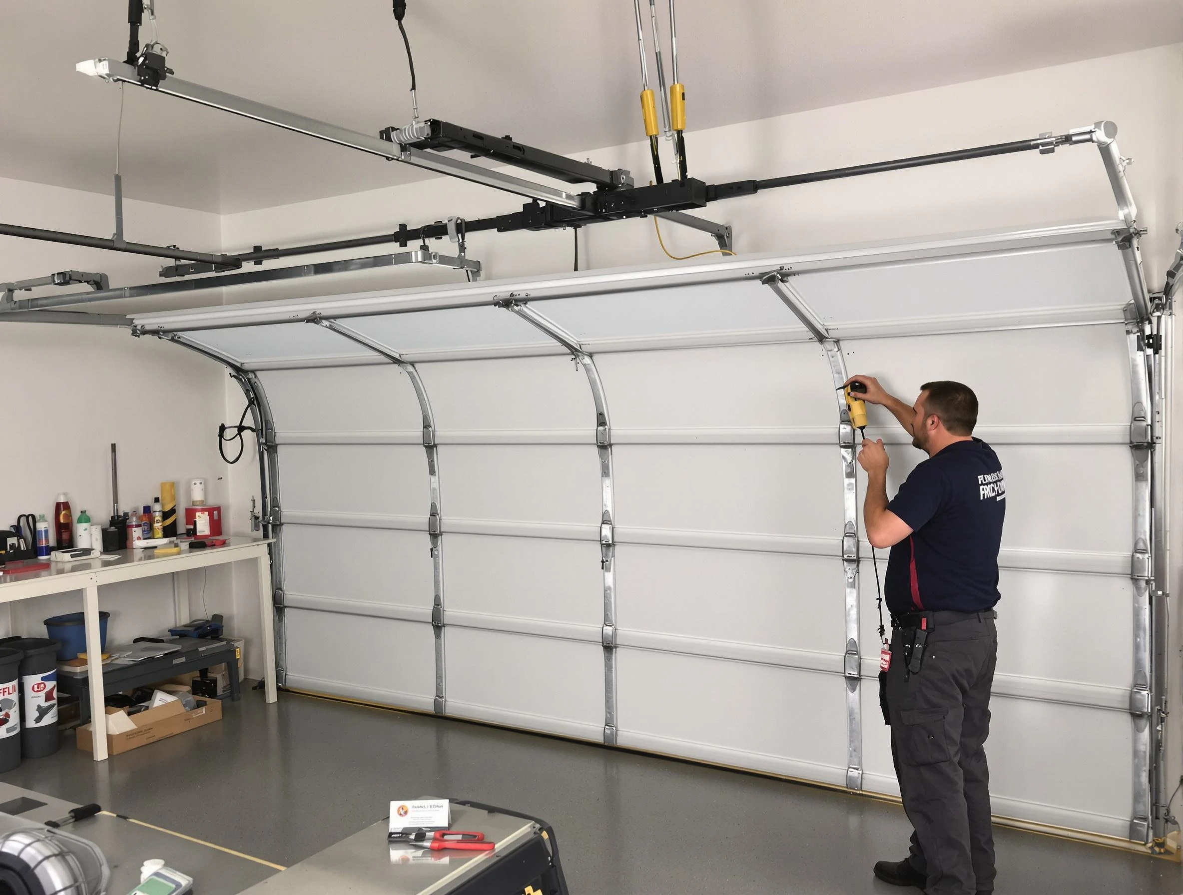 Louisville Garage Door Repair certified technician performing overhead door system repair in Louisville