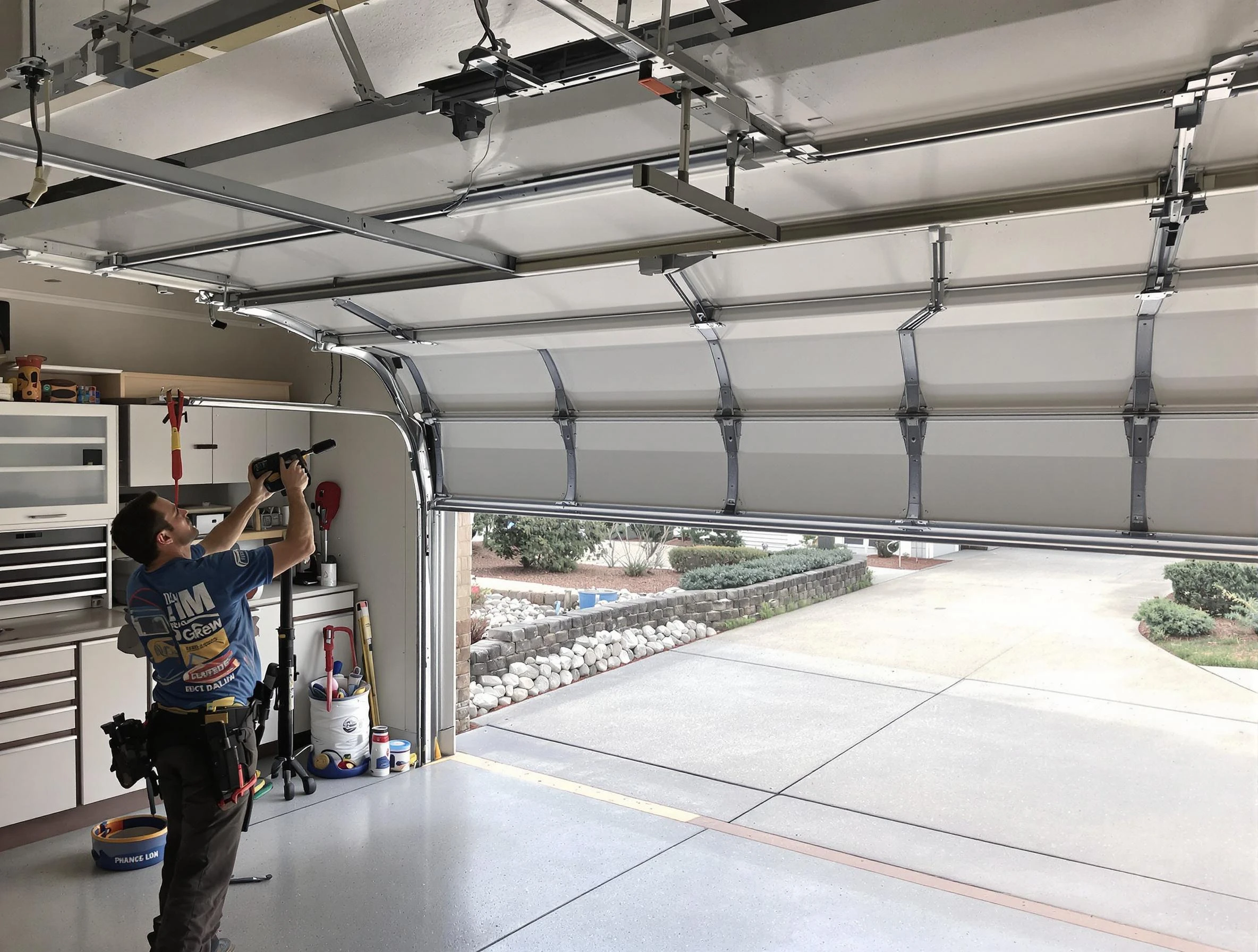 Garage door track repair service by Louisville Garage Door Repair in Louisville